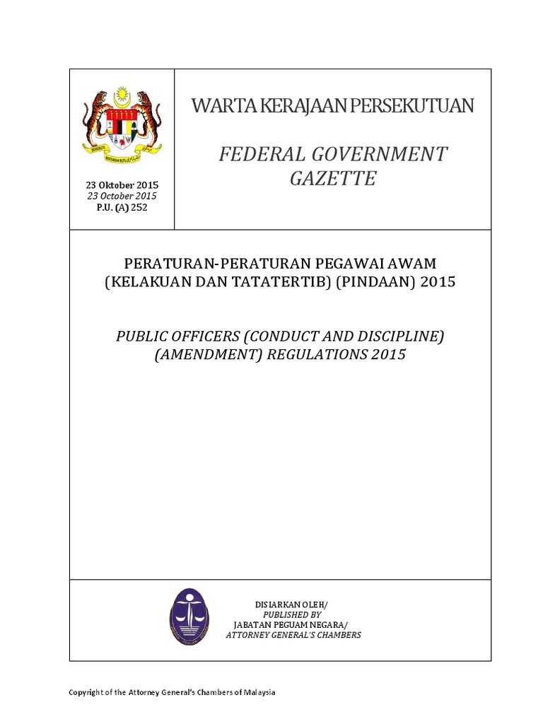 Peraturan-Peraturan Pegawai Awam (Kelakuan Dan Tatatertib) | PDF