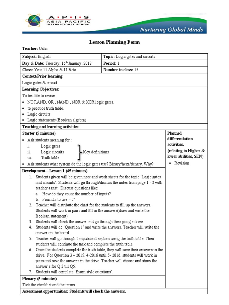 Logic Gates and Circuits Preparing Students for Binary Systems Through