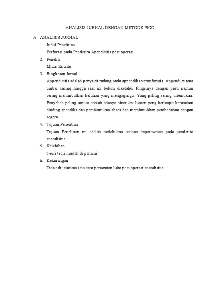 Analisis Pico Appendicitis | PDF