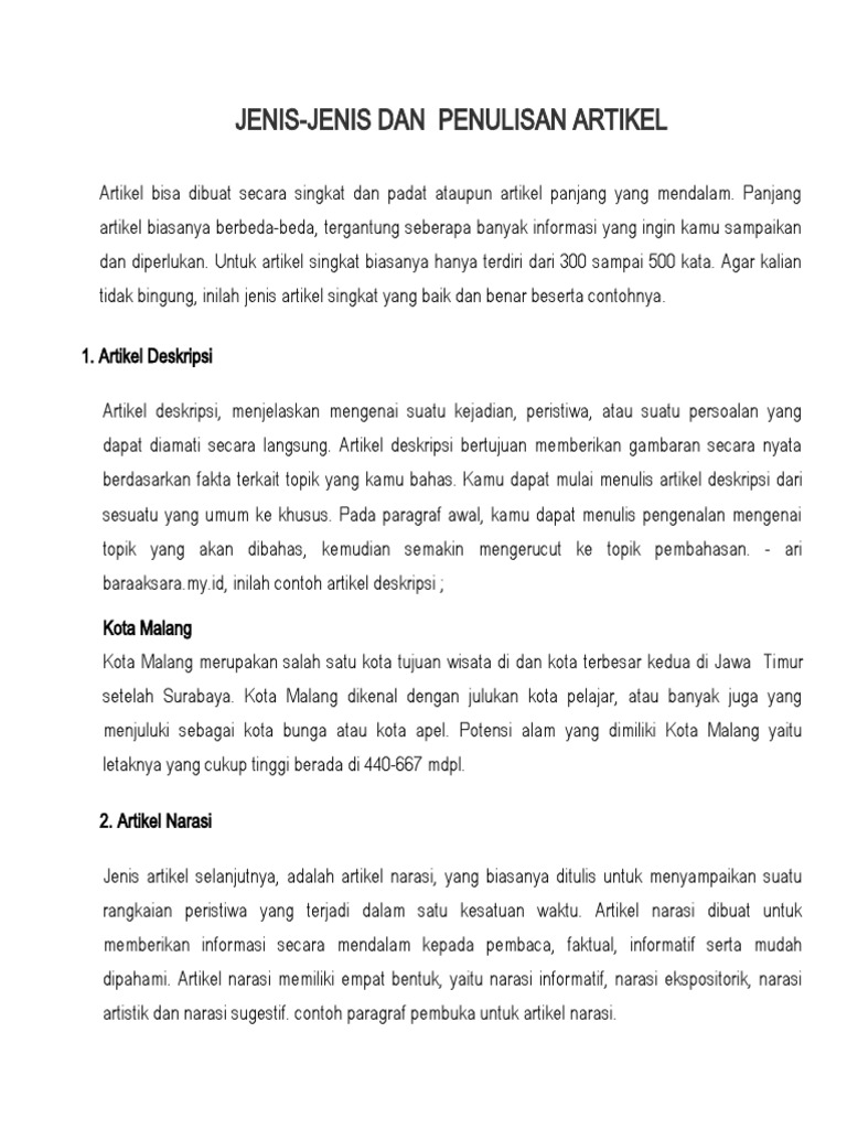 Jenis dan Penulisan Artikel | PDF | Ilmu Sosial