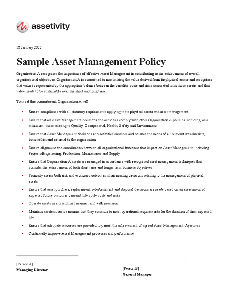 Assetivity Asset Management Policy Template PDF