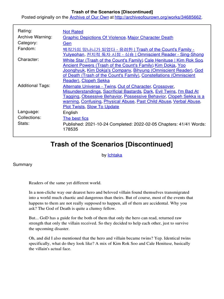 Trash of The Scenarios | PDF | Poetry | General Fiction