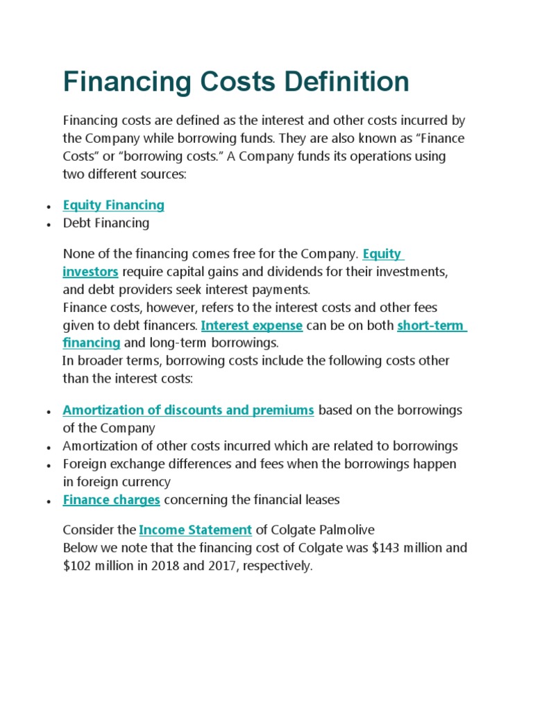 Financing Costs Definition PDF