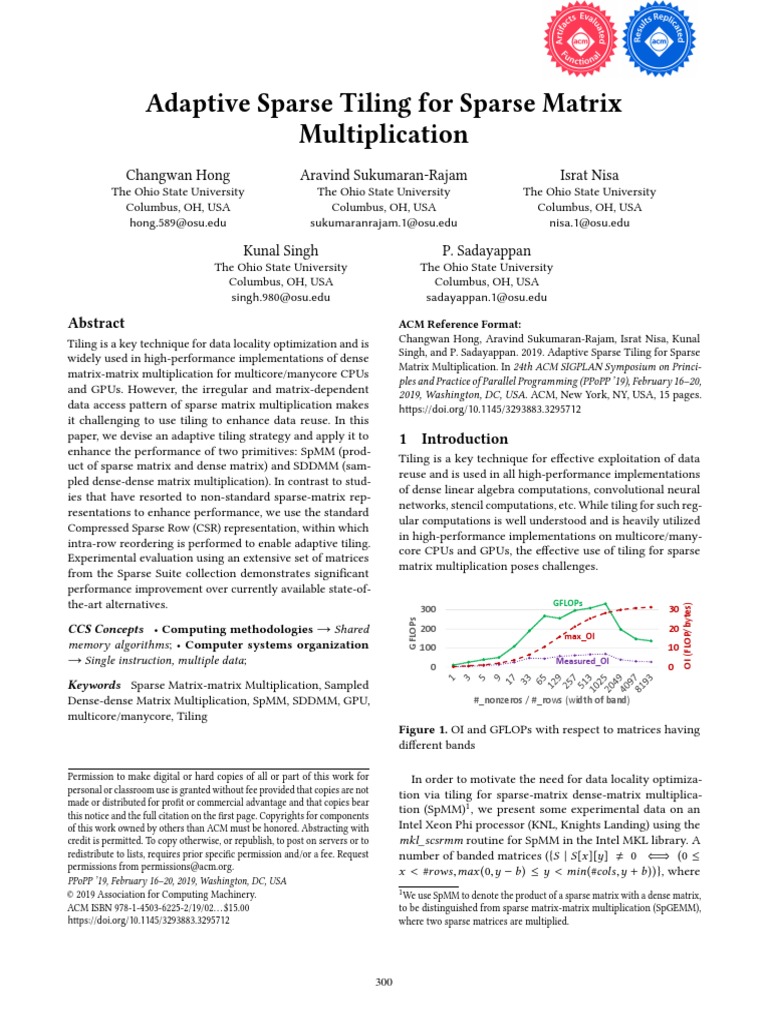 ASpT PPoPP19 | PDF | Matrix (Mathematics) | Computing