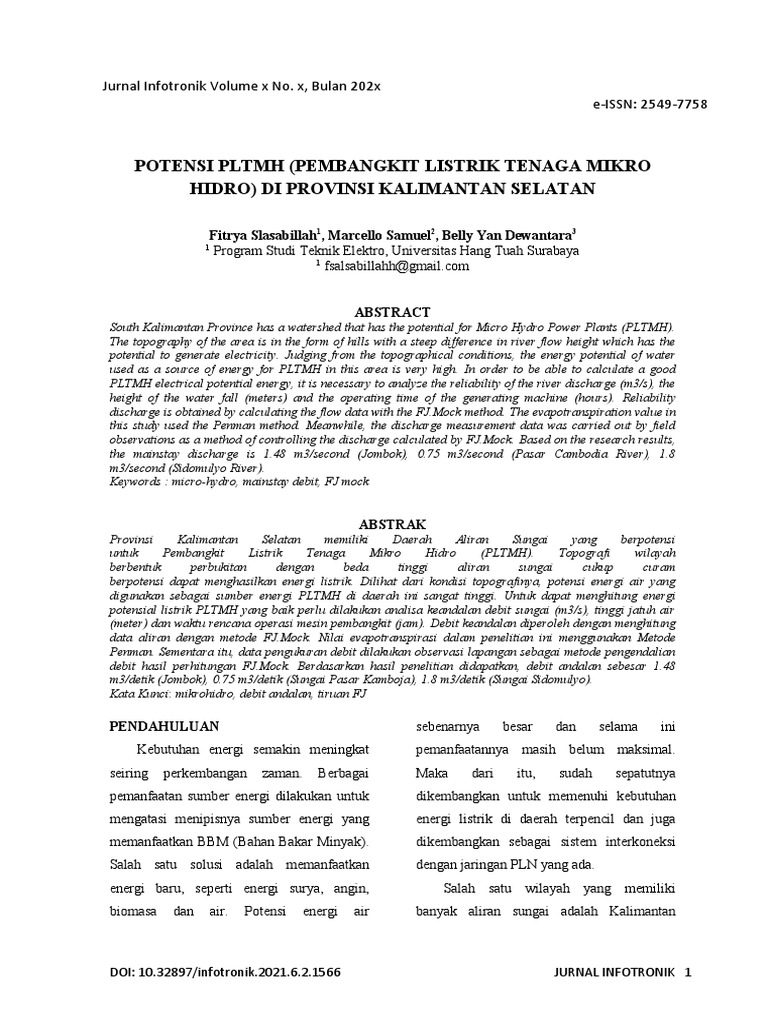 Kelompok 4 - Potensi PLTMH (Pembangkit Listrik Tenaga Mikrohidro) Di ...