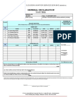 CLOUDERA AVIATION SERVICES SDN BHD GENERAL DECLARATION