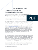 A New Product - ISO 17025 Audit Checklist Is Launched by
