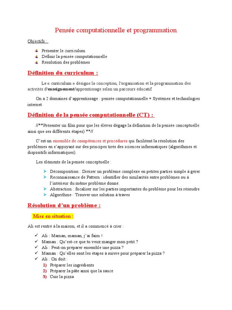 Pensée computationnelle en programmation | PDF | Informatique ...