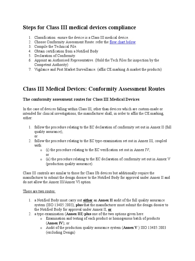 Steps For Class III Medical Devices Compliance PDF