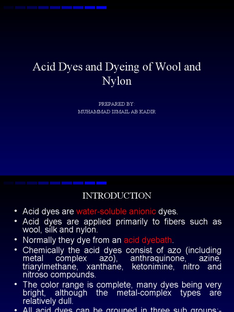 6Acid Dyes and Dyeing of Wool and Nylon PDF Dye Dyeing