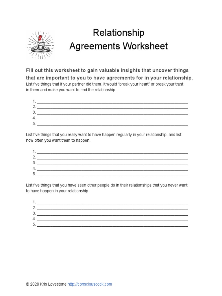 Relationship Agreements Worksheet PDF