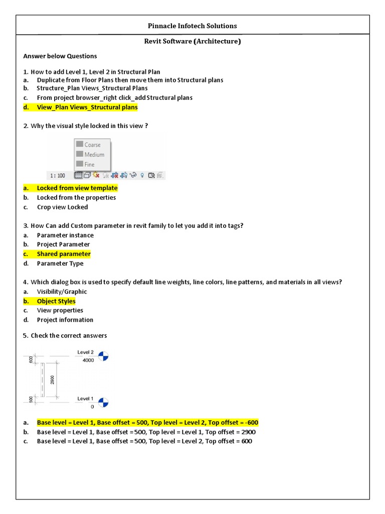 Sample Revit Software Questions For Architectural PDF Autodesk