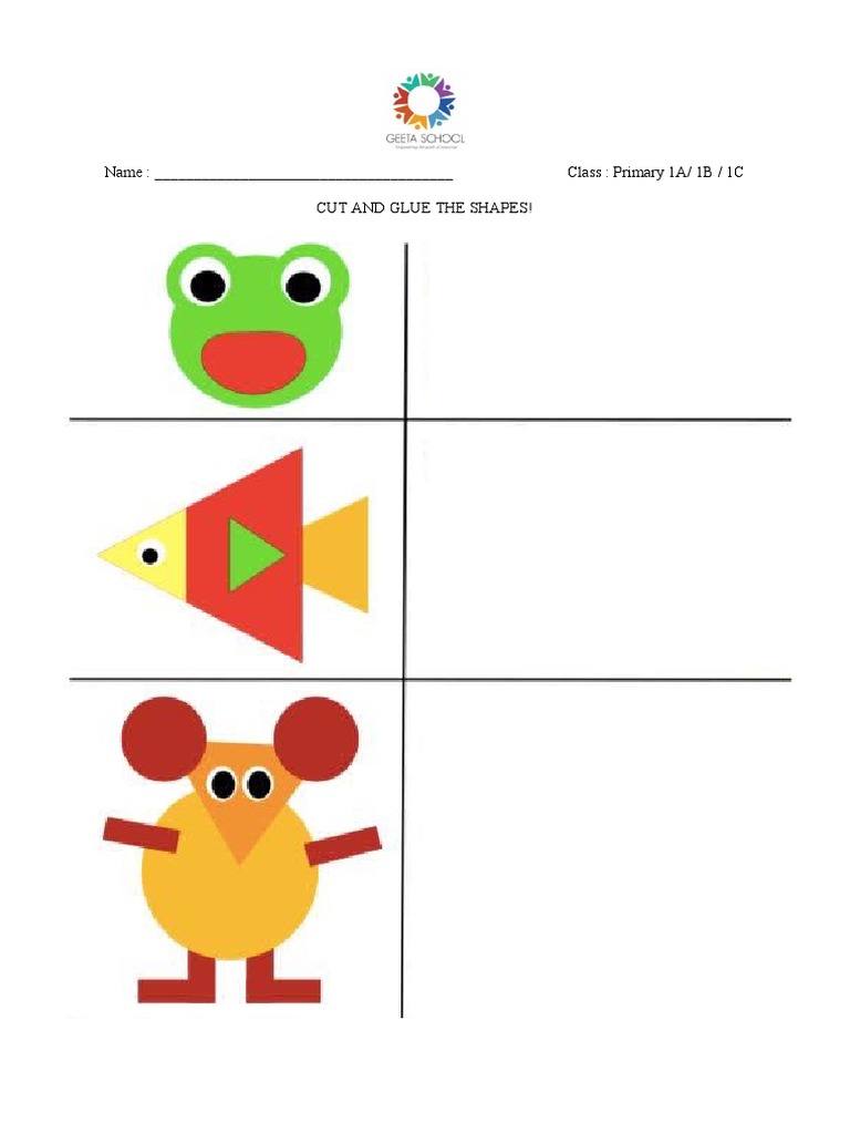 Cut and Glue Shapes Primary 1 | PDF