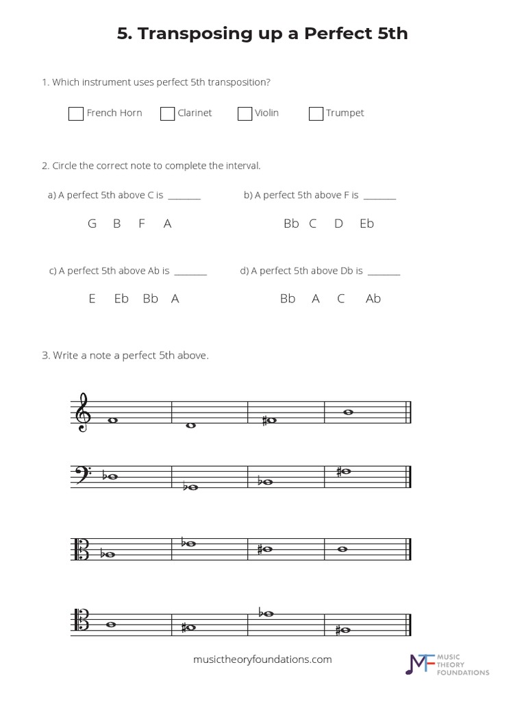 Transposition Up A Perfect 5th | PDF