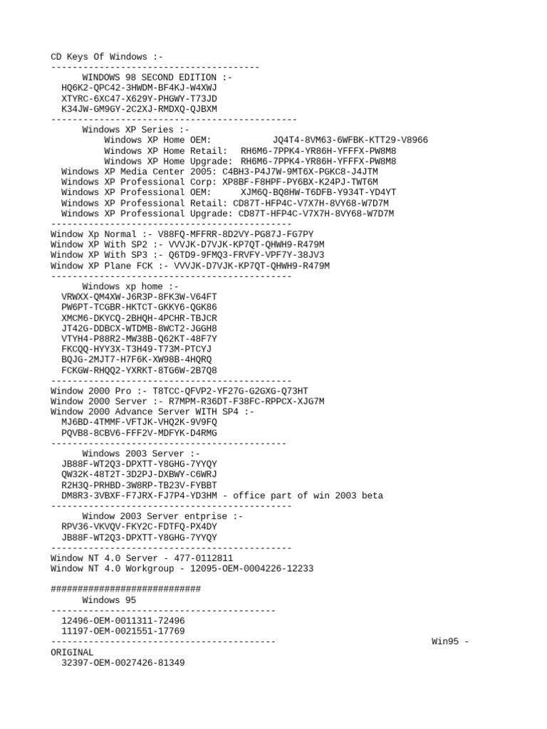 A Comprehensive Collection of Windows and Microsoft Office Product Keys 