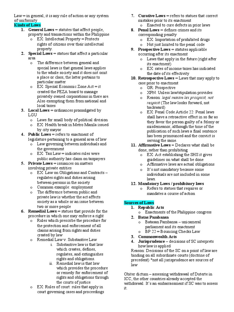An InDepth Examination of Philippine Laws Their Types, Sources