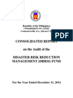 Consolidated Report On The Audit of The Disaster Risk Reduction Management DRRM Fund For The Year Ended December 31 2014