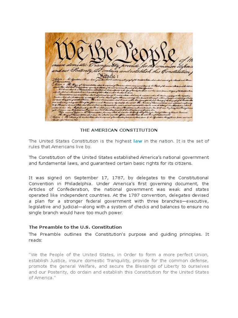 Overview of the U.S. Constitution | PDF | United States Bill Of Rights ...
