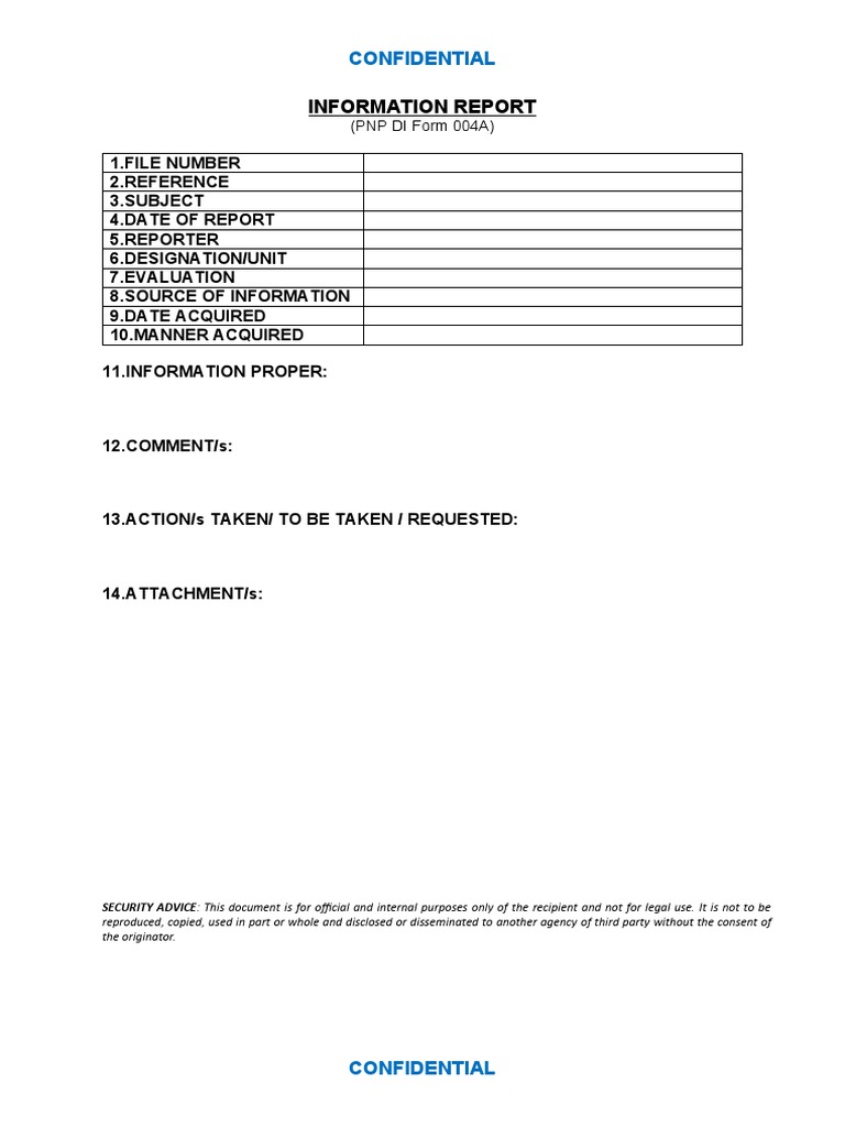 Confidential Information Report Template | PDF | Law