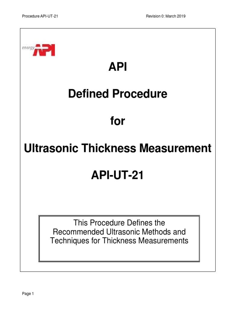 API UT21 ThicknessProcedure 20190304 | PDF | Ultrasound ...