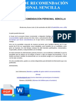 Carta de Recomendacion Personal Sencilla