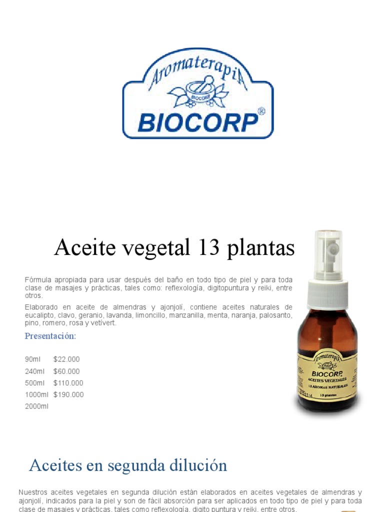 Aceite Vegetal 13 Plantas Biocorp | PDF | Petróleo | Productos naturales