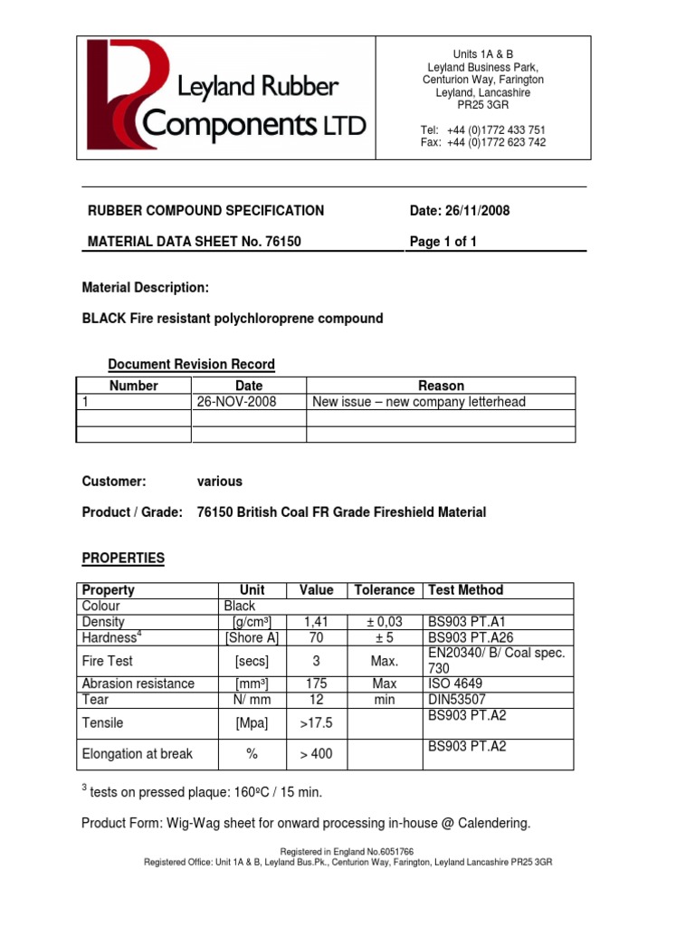 Black Fire Resistant Rubber Compound | PDF | Materials | Building ...