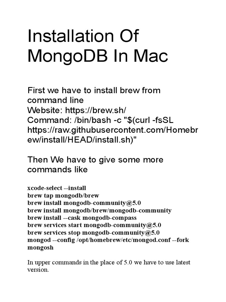Installation of MongoDB in Mac | PDF