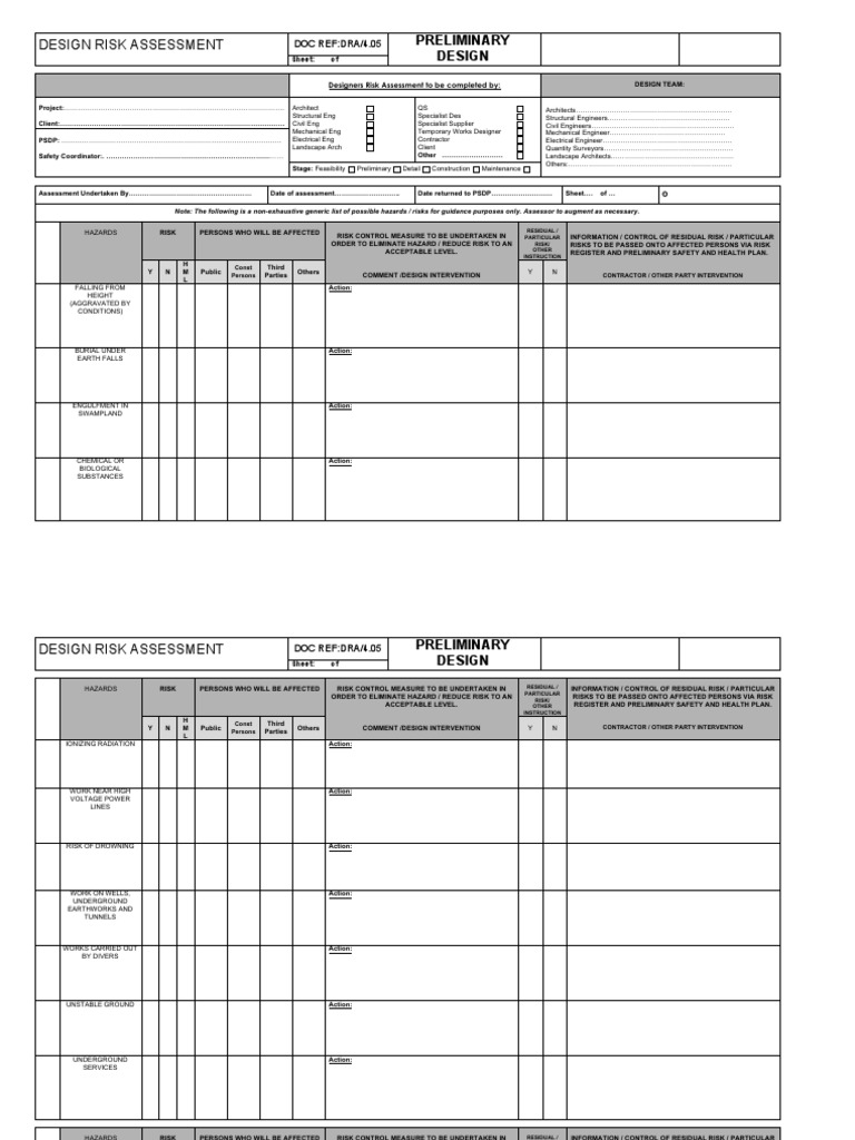 Design Risk Assessment Pdf Risk Occupational Safety And Health