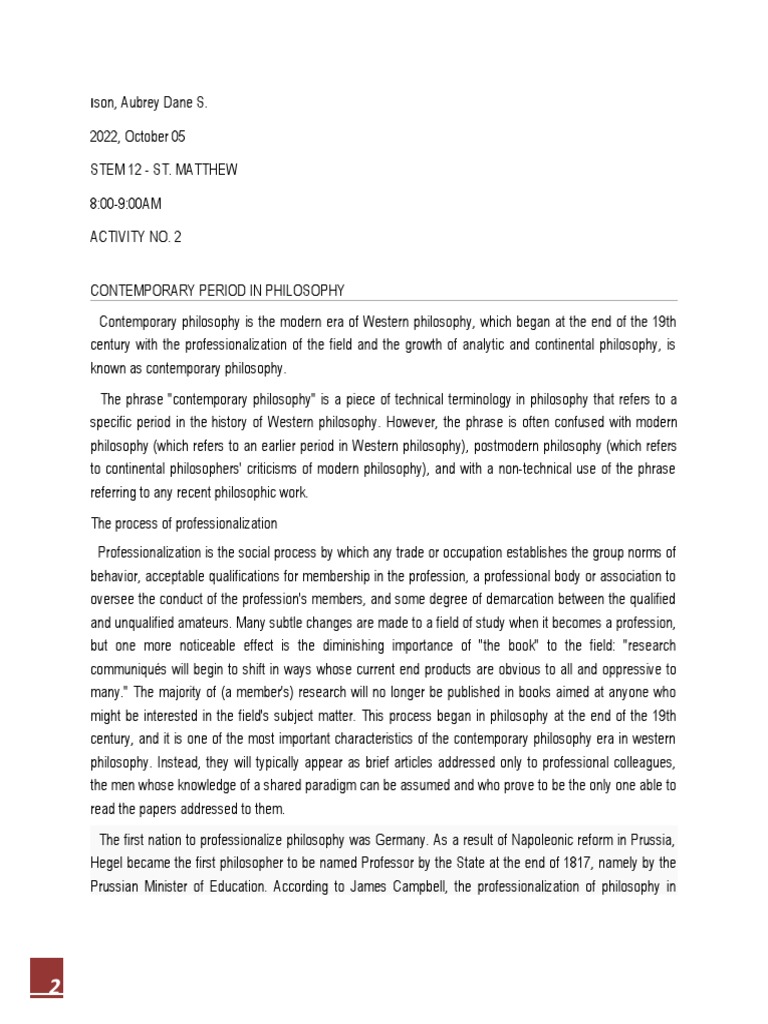 Contemporary Philosophy PDF Contemporary Philosophy Analytic