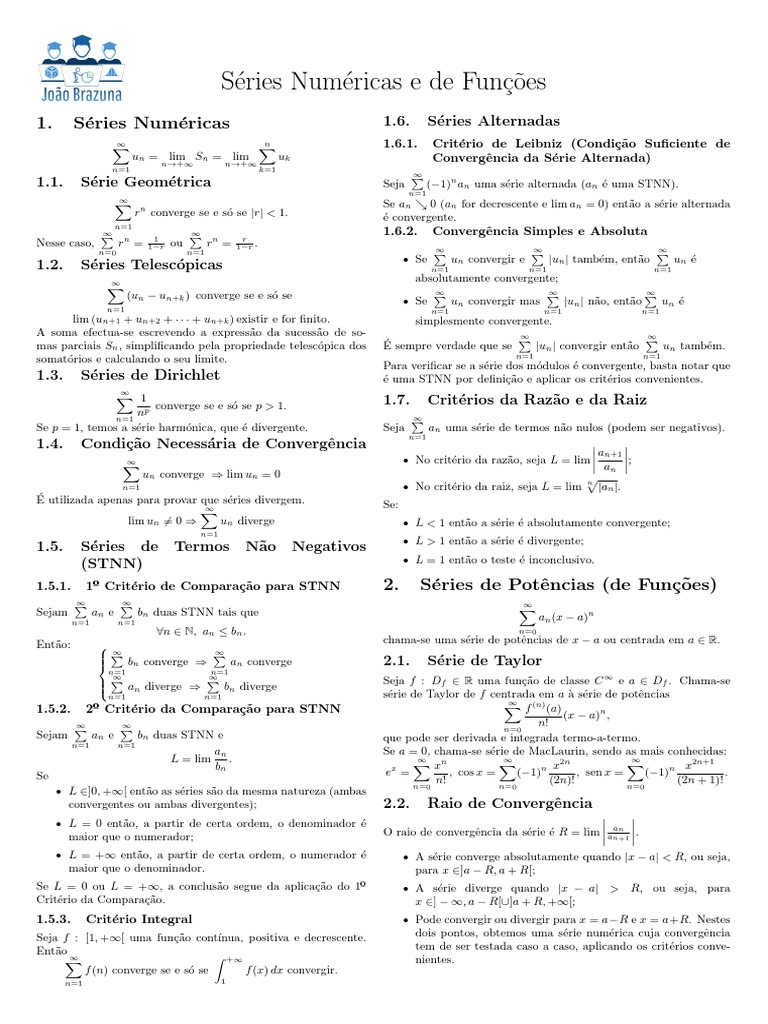 Critério de Leibniz para Séries Alternadas PDF Série (Matemática — free download