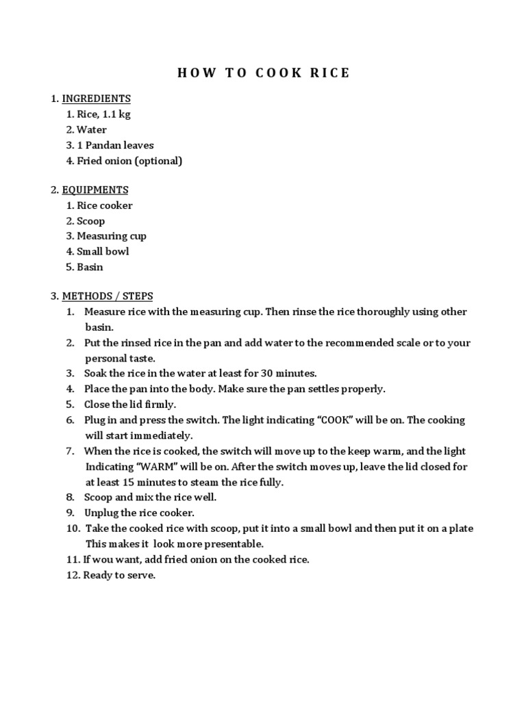 How to Cook Rice Perfectly | PDF | Cooking, Food & Wine