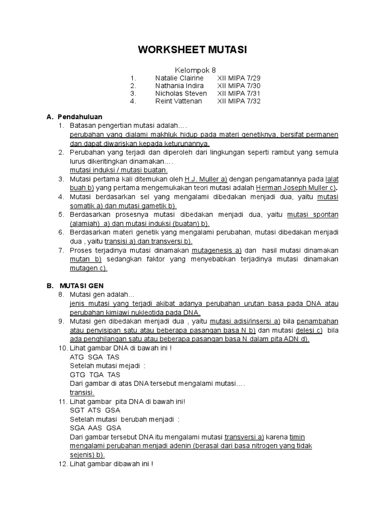 Contoh Soal Mutasi Gen dan Kromosom | PDF