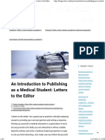 An Introduction to Publishing as a Medical Student Letters to the Editor – Medics Academy