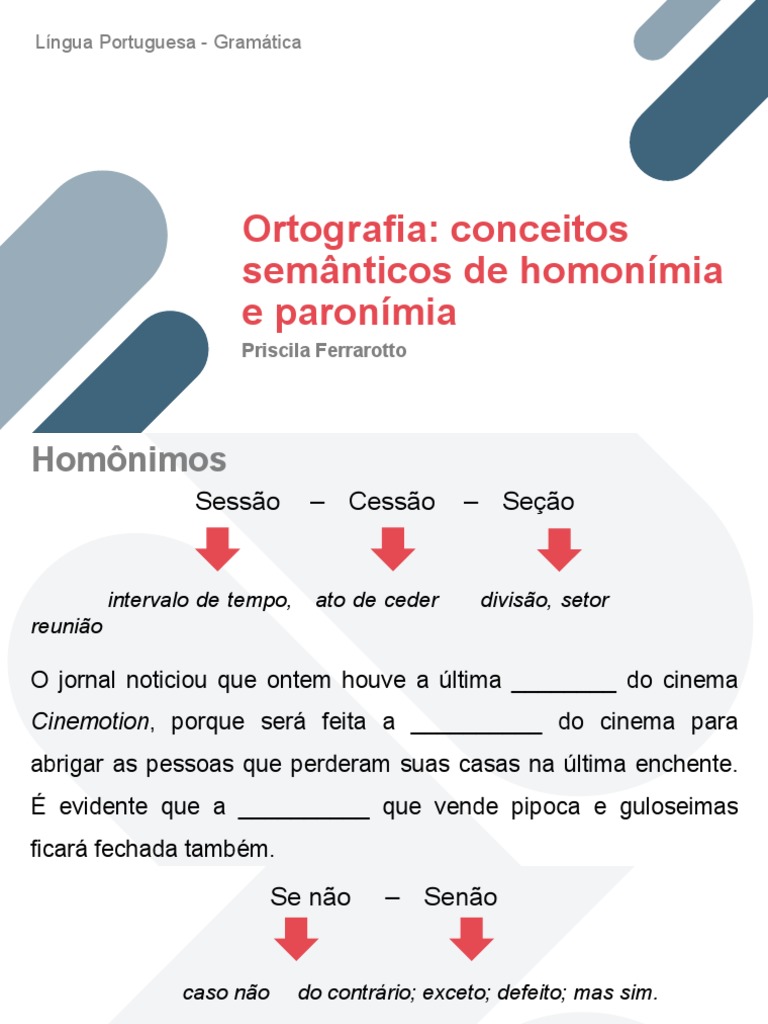 Homonimia e Paronimia | PDF