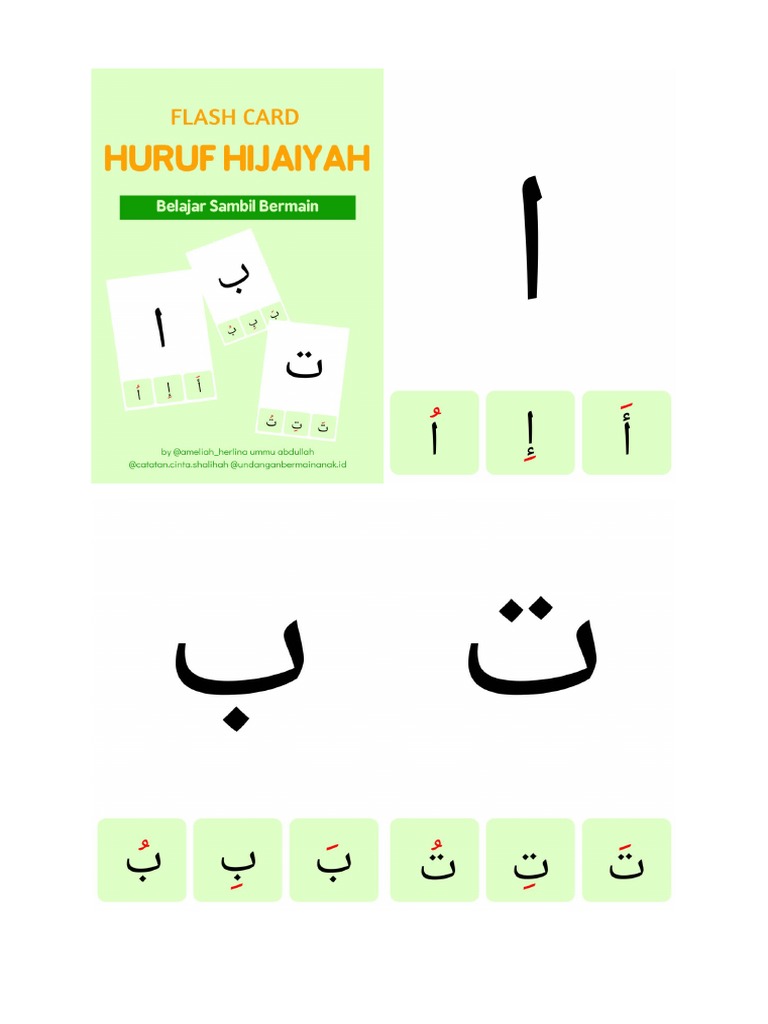 Printable Flash Card Hijaiyah (Size 8x12cm) PDF