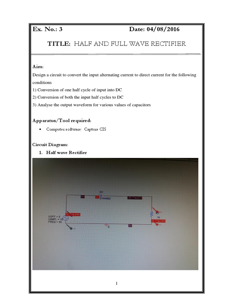 Half Wave and Full Wave Rectifier PDF