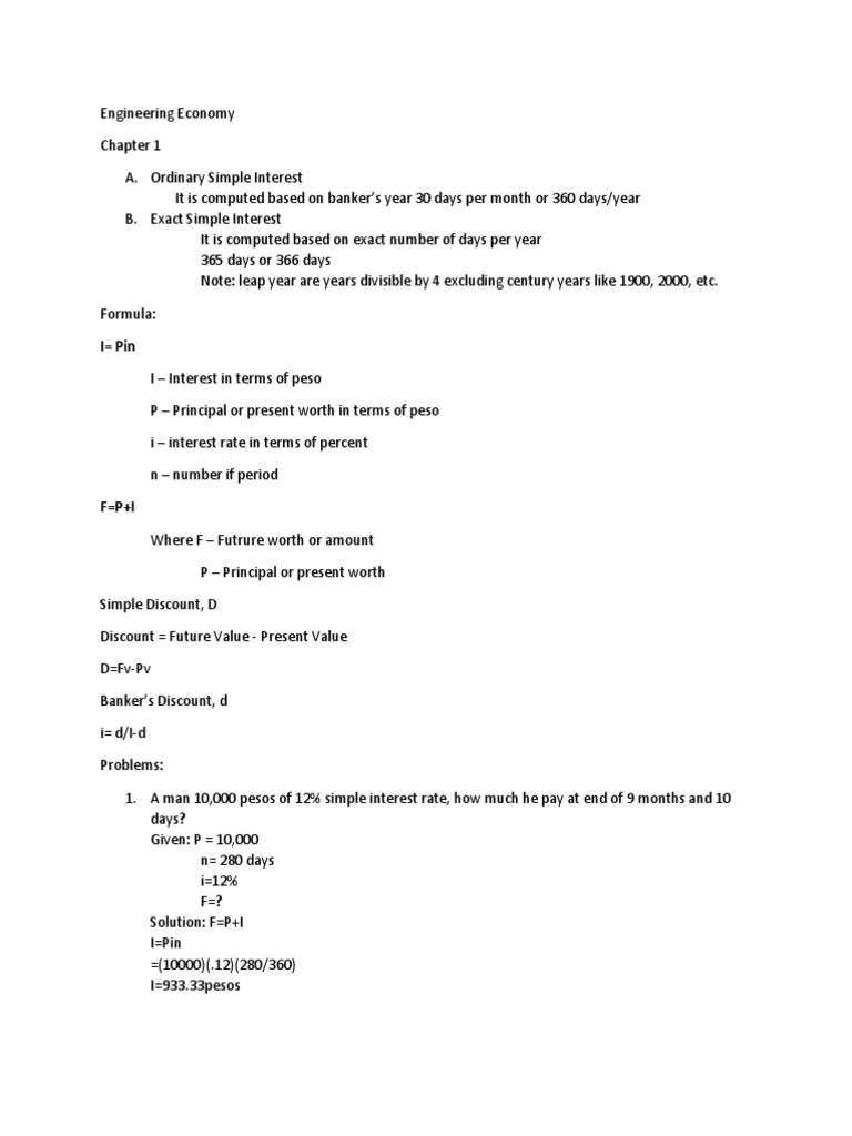 Engineering Economy Pdf Interest Discounting
