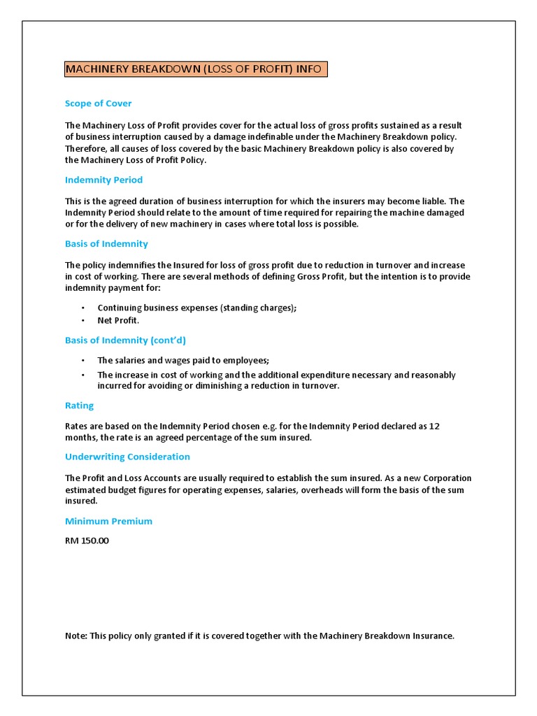 Poi Product Information Machinery Breakdown (Loss of Profit) PDF