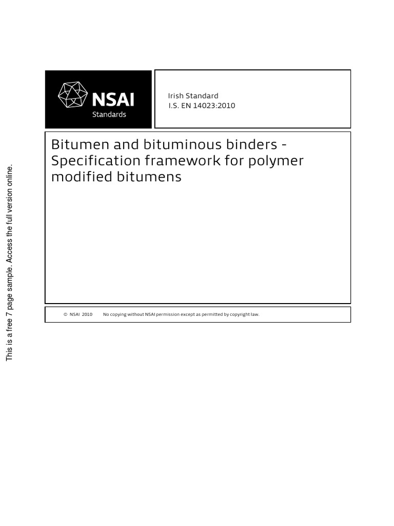 Bitumen and Bituminous Binders-Specification Framework For Polymer ...