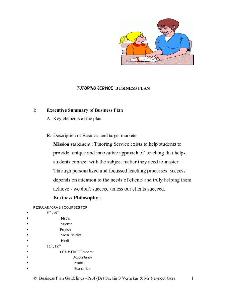 tutoring company business plan pdf