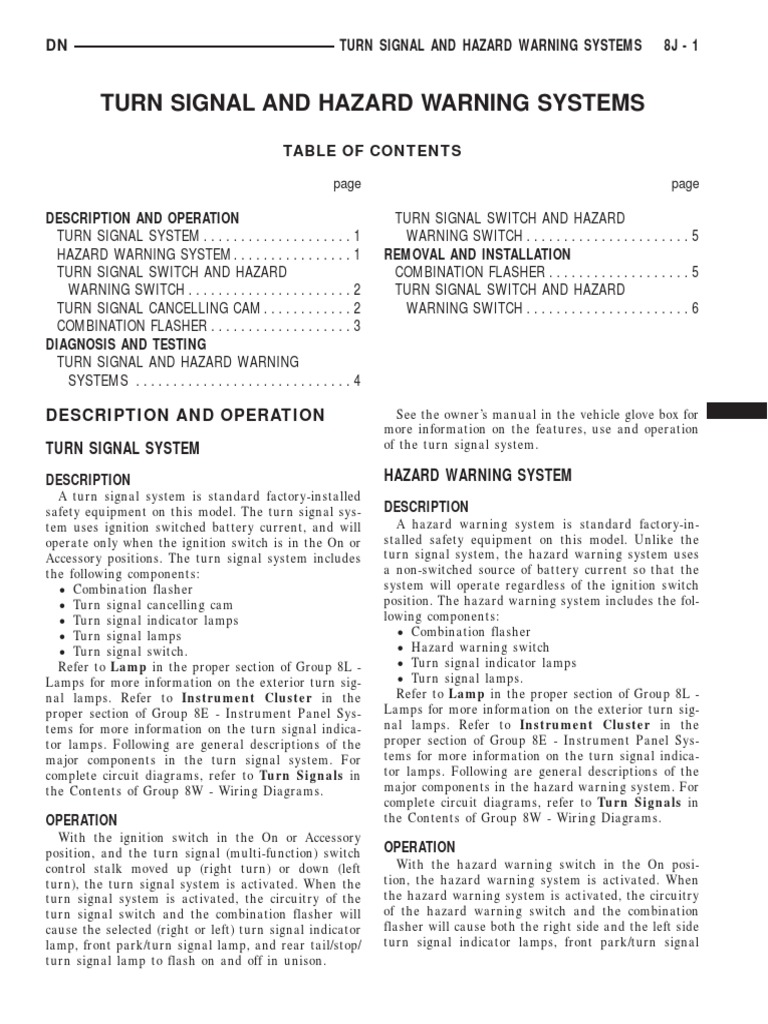 08J - Turn Signal and Hazard Warning Systems | PDF | Electrical