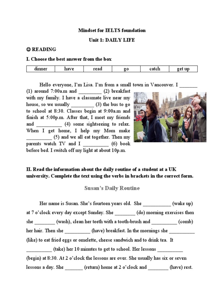Daily Life Routine for IELTS Foundation | PDF | Lunch | Meal