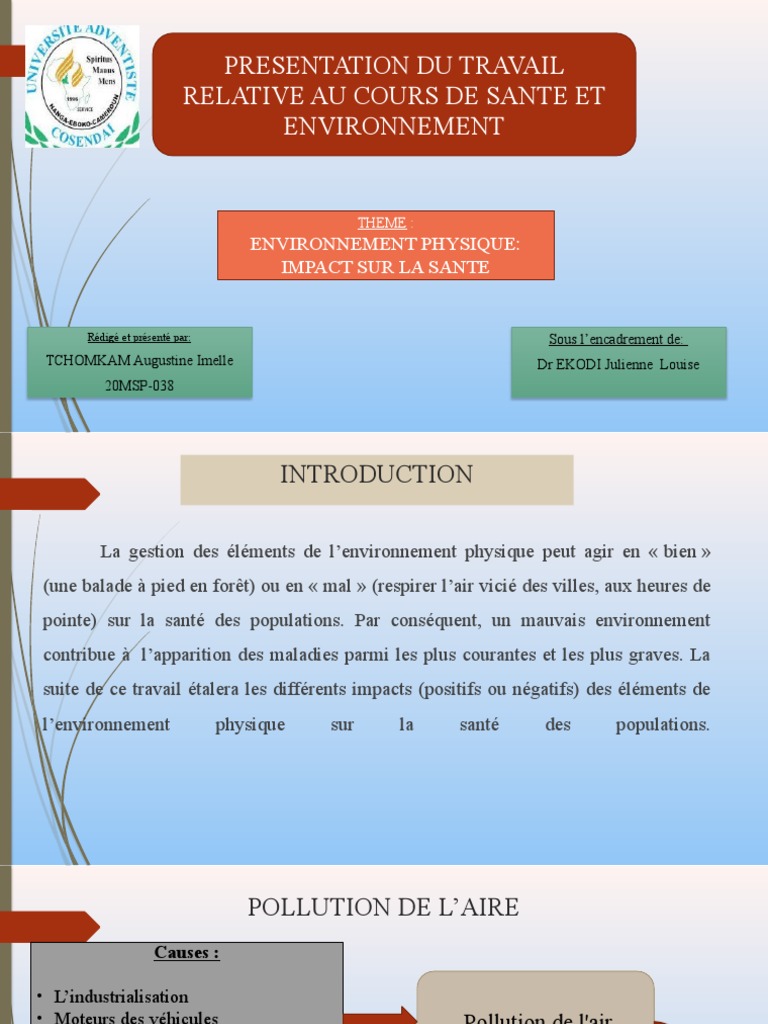 Impact de l'environnement sur la santé | PDF | Pollution de l'air ...