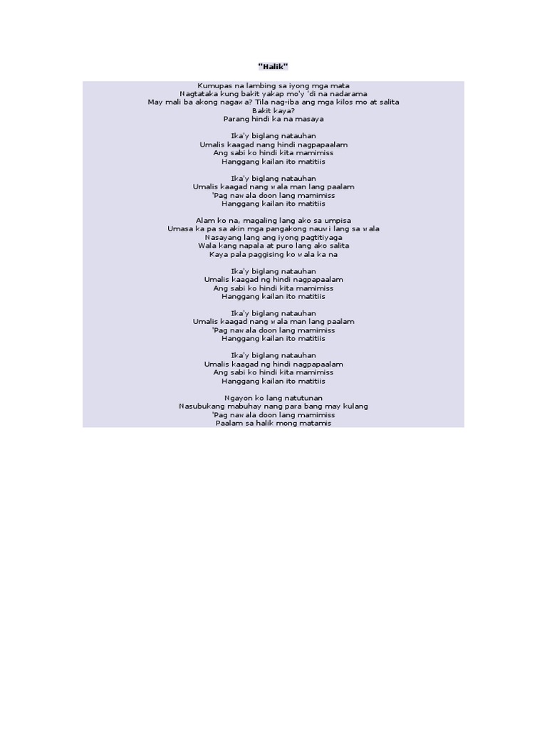 Halik Lyrics | PDF