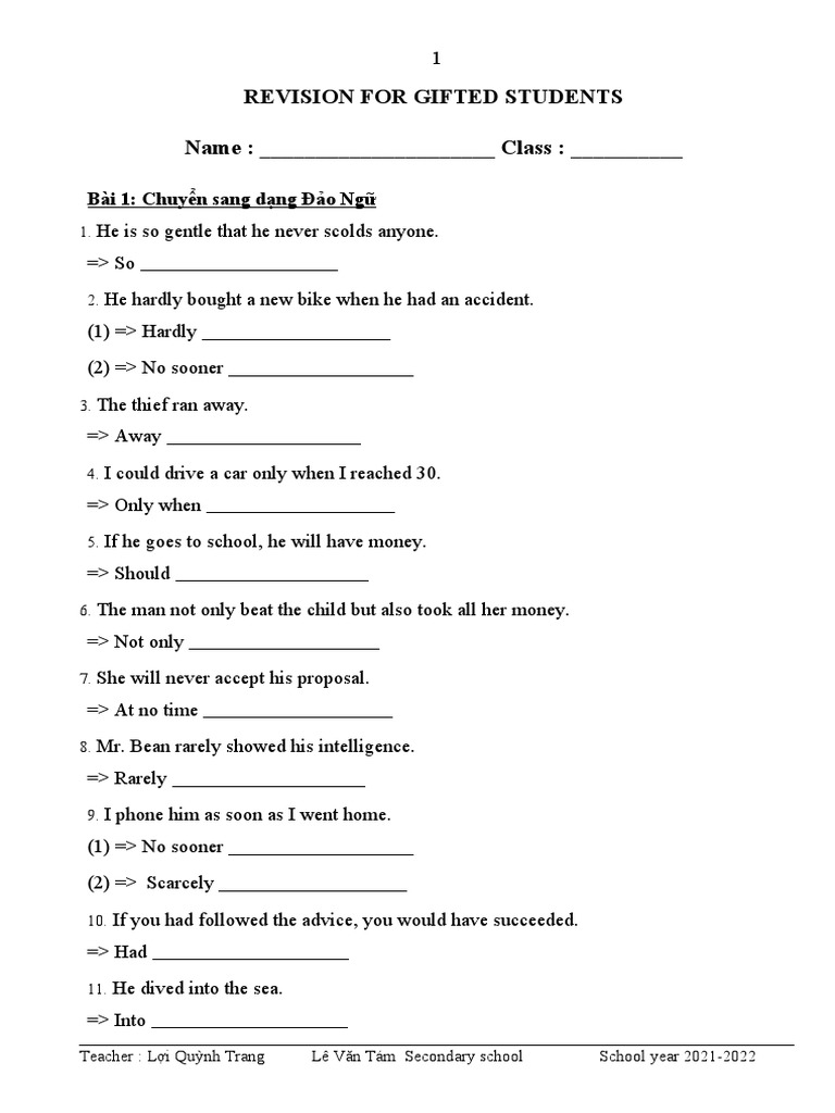 Inversion Exercises for Gifted Students | PDF