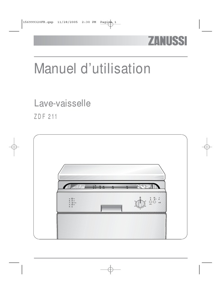 Manuel d'utilisation Lave-Vaisselle ZDF 211 | PDF | Lave-vaisselles