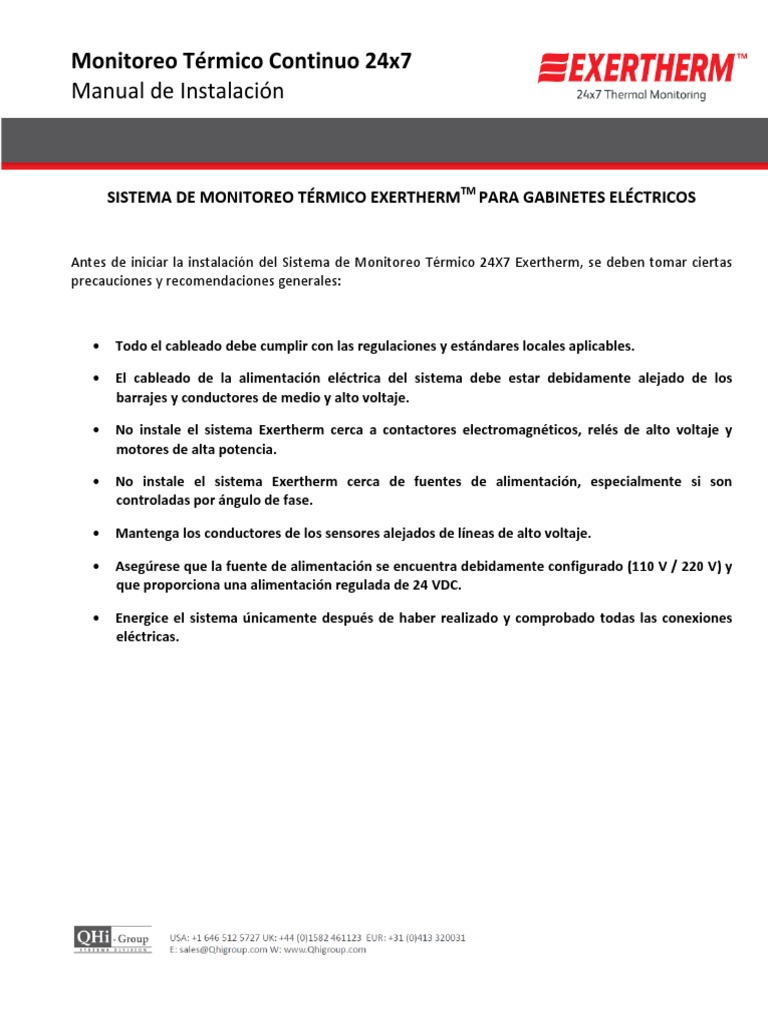 Instalación del Sistema Exertherm 24x7 | PDF | Infrarrojo | Sensor