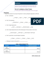Types of Chemical Reactions Data Sheets and Post-Lab-1