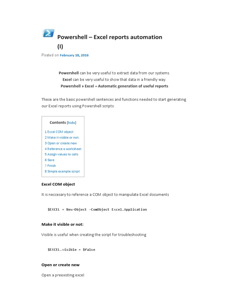 Powershell - Excel Reports Automation (I) | PDF | Microsoft Excel ...